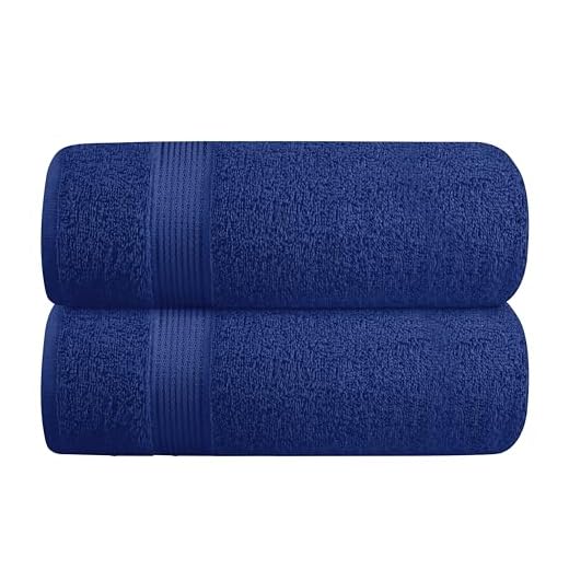 Belizzi Home Cotton 2 Pack Oversized Bath Towel Set 28x55 inches, Large Bath Towels, Ultra Absorbant Compact Quickdry & Lightweight Towel, Ideal for Gym Travel Camp Pool - Navy Blue