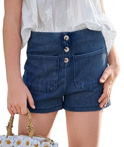 Short en jean pour filles à boutons au style décontracté estival