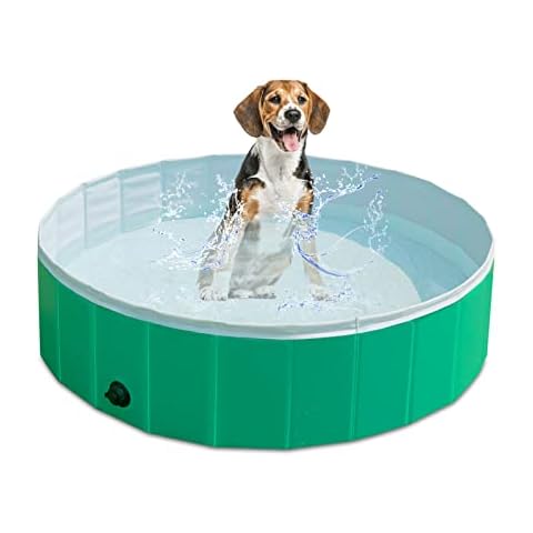 KPUY Foldable Dog Pool, Collapsible Hard Plastic Dog Swimming Pool, Portable Bath Tub for Kids Dogs and Cats, Pet Wading Pool for Indoor and Outdoor Cover