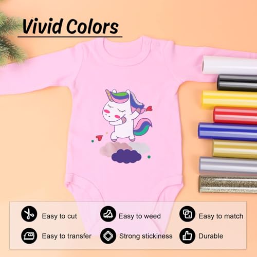 Image of HTVRONT HTV Vinyl Rolls Heat Transfer Vinyl - 12 inch x 5ft Lilac HTV Vinyl for Shirts, Iron on Vinyl for All Cutter Machine - Easy to Cut & Weed for Heat Vinyl Design (Lilac)