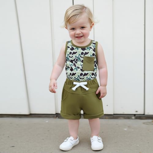 Toddler Baby Boy Summer Outfit Sleeveless T Shirt Top Casual Shorts Set Infant Newborn Clothes 6 12 18 24 Month 2T3