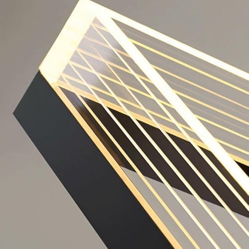 Lustre LED de table à manger rectangulaire noir suspendu à intensité variable