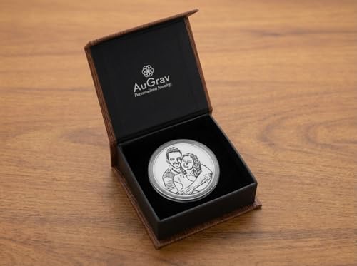 Image of AuGrav Jewels Personalized Photo Engraved Silver Coin | 999 Pure Silver Certified | Custom Wedding, Anniversary & Special Occasion Gift | 1-5-10-20-25-30-50-100 Grams