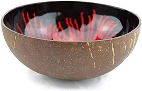 cocovibes Decorative bowl made of 100% real coconut, coconut bowl for keys, shells and decoration, each decorative bowl is unique, round lacquered red and black, diameter 12 - 14 cm - Image 4