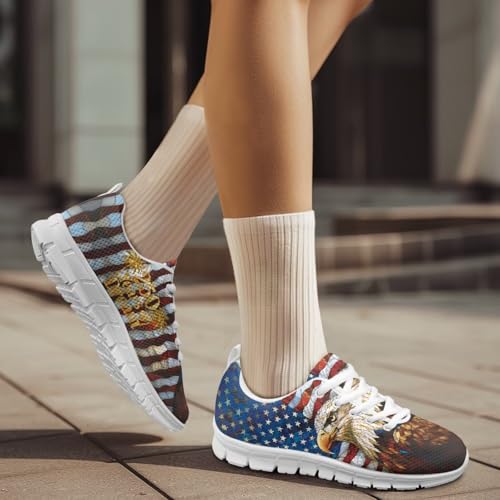 Image of Jeiento American Flag Shoes Men's Fashion Sneaker Sports Running Shoes Causal Travel Walking Flat Shoe Breathable