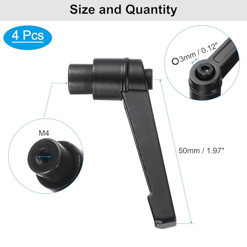 Image of uxcell 4pcs Clamping Lever Adjustable Handles M4 Metric Female Thread Level Handle Hand Knobs Quick Release Black for Lathe Machinery
