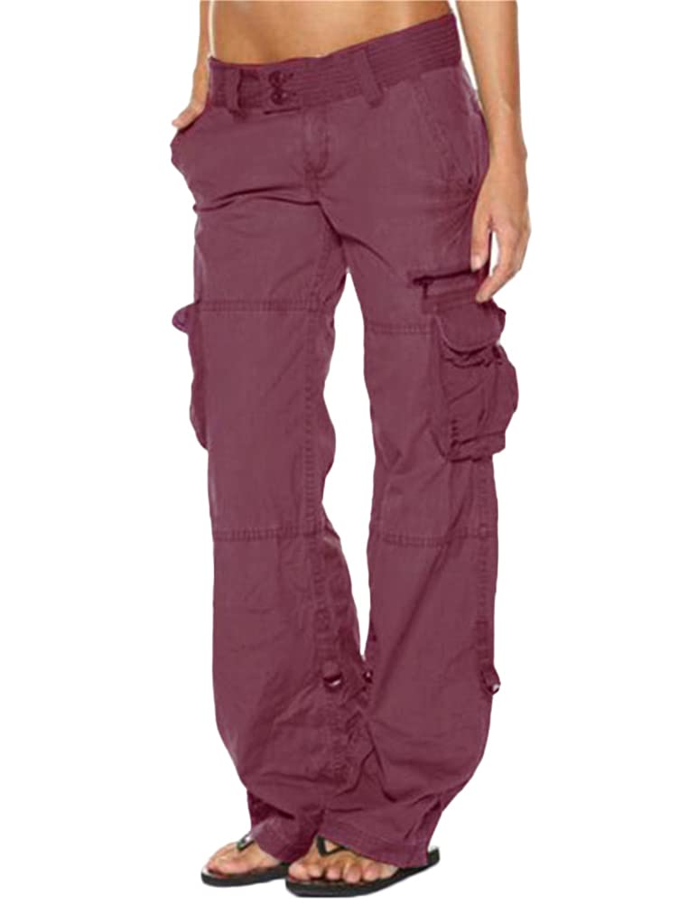 Pantalon cargo femme coupe droite confortable multi poche