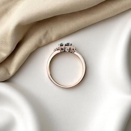 "Vintage Hexagon Cut Alexandrite Ring: Color-Changing Engagement & Moissanite Band Set in Gold/Silver, Art Deco Cluster Bridal Jewelry Gift3