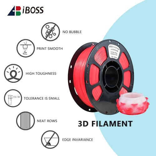 Image of iBOSS 3D Printer Filament, Temperature Color Change PLA+ Filament 1.75mm, Neatly Wound 3D Printing Filament, Dimensional Accuracy + /-0.02mm, Fit for Most FDM 3D Printers, 1KG Spool. (Red to White)