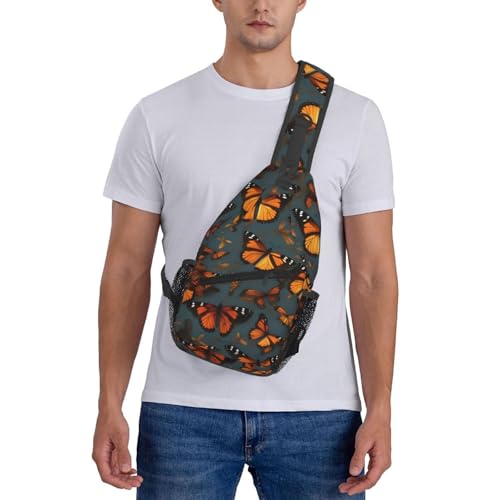 Mochila tipo sling estampada mariposas negra miniatura 7