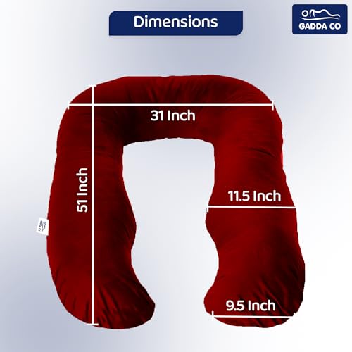 Image of GADDA CO Pregnancy Pillows for Sleeping U-Shape Full Body Pillow and Maternity Support - for Back, HIPS, Legs, Belly for Pregnant Women with Removable Washable Velvet Cover (Maroon)