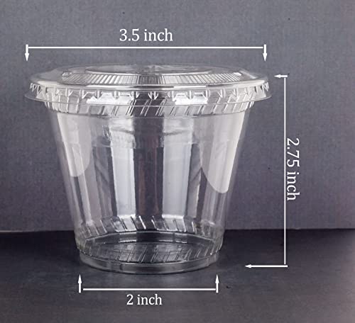 Image of Golden Apple Cup series, 9oz-50sets Clear Plastic cups with Flat lids with hole BPA Free