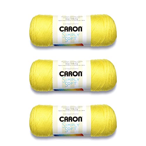Image of Caron Simply Soft Super Duper Yellow Brites Yarn - 3 Pack of 170g /6oz - Acrylic - 4 Medium (Worsted) - 315 Yards - Knitting /Crochet