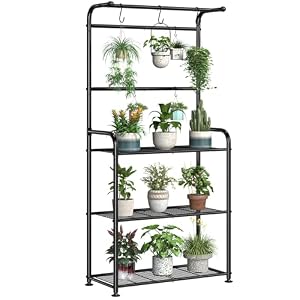 Ekisemio ET-501-BK Metall Blumentreppe Schwarz mit Haken