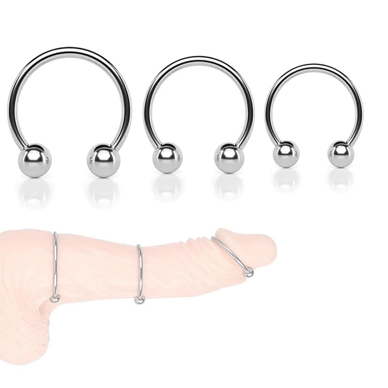 3 Pcs Stainless Steel Penis Ring for Men Size Adjustable Metal Cock Rings Sex Toy Cockring for Male Erection Increase Stimulation Locking Sperm Stay Harder Bigger Long-Lasting