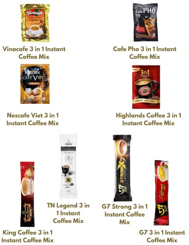 Vietnam Instant Coffee Mix Variety Packet, Travel And Office Size | 44 Single Serve Instant Coffee Packets (0.7 Oz/Pack) - 9 Different Flavor Assortment - 32 Oz, Pack Of 44 Packets #TOP2