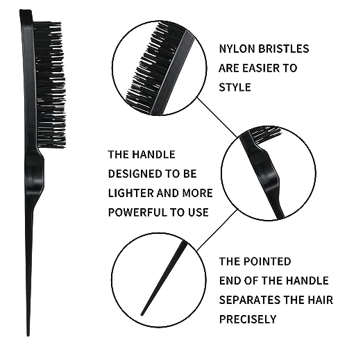 Detangling-Brush-setDetangler-Hair-Brush-with-Teasing-Edge-Brush-for-Curly-Hiar-Rat-Tail-Comb-Alligator-Hair-Clips-for-3a-to-4c-Kinky-WavyCurlyCoilyWetDryOilThickLong-HairBlack