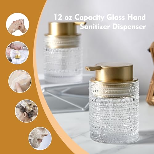 MKLZ 12oz Glass Liquid Soap Dispenser with Gold Pump, Hand Soap Bottles by MKLZ - Used condition - Image 7