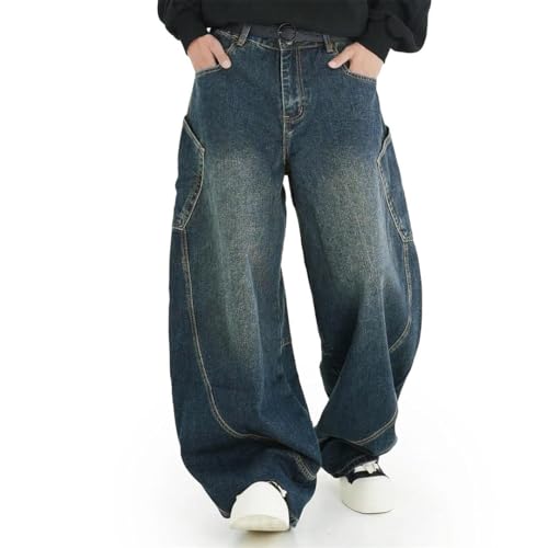 Men's Wear Washed Denim Pants Threedimensional Large Pockets Loose Fit Jeans2