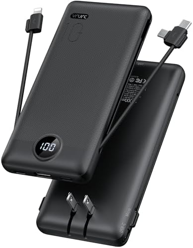 Portable Charger,Power Bank Built-in Cables and AC Wall Plug,VRUR...