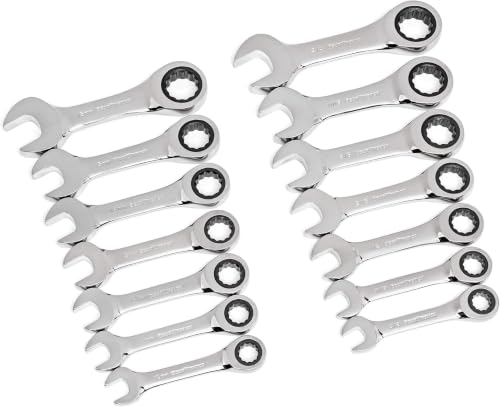 Image of GEARWRENCH 14 Pc. 12 Point Stubby Ratcheting SAE /Metric Combination Wrench Set - 85206 (Pack of 10)