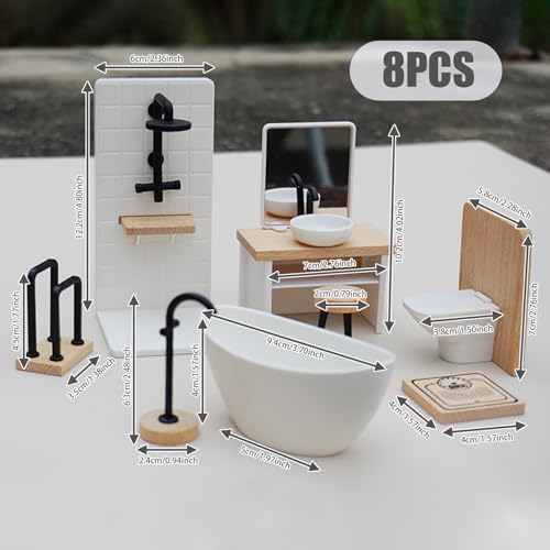 Inodoro en miniatura y muebles de madera para decorar el baño de tu casa de muñecas artesanal 5