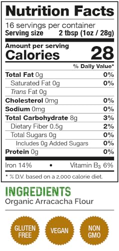 HerbaZest Arracacha Flour Organic - 1 LB - Vegan & Gluten Free Superfood - Perfect for Porridges, Hot Cereal, Baking & More