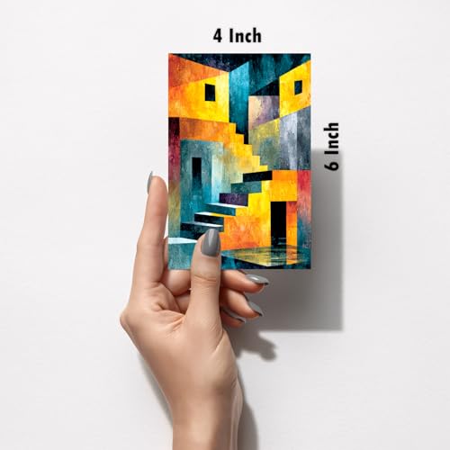 Image of SiddArtify Abstract Architecture Wall Art Poster Print Set - Modern Art Prints for Living Room Bedroom Office - Set of 2-4x6 Inch - Board (Pack of 6) - Sticker (Pack of 6)