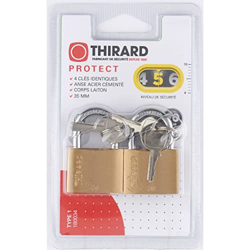 THIRARD FABRICANT DE SECURITE DEPUIS 1920 Mach 1 Thirard 00180034 Set of 2 Padlocks Type 1 • 35 mm with 4 Keys-1/2 30 mm High Shackle for Size 40 mm Additional Keys on Model - Image 4
