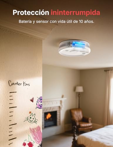 Miniatura 5 de X-Sense Detector De Humo Con 10 Años De Vida Útil De La Batería, Alarma De Incendio Magnética Sin Perforación, Modo De Espera Sin Parpadeo, Ultrafino, Botón De Prueba Silencio, Xs0g-Sn, Pack De 1
