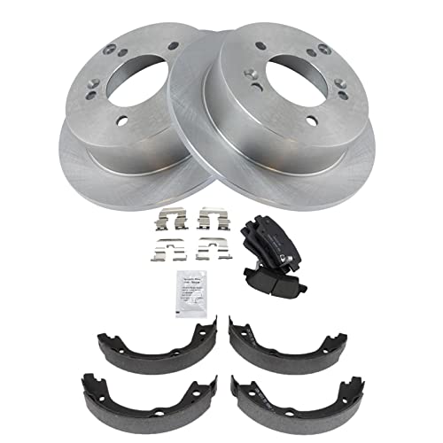 Image of TRQ Rear Brake Pad and Rotor Set Ceramic Rotors Parking Shoe Compatible with 2009-2010 Hyundai Sonata