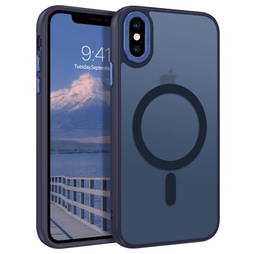 Coque iPhone X XS anti-rayures et mate bleu fin MagSafe