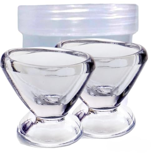 Pack of 2 Glass Eye Wash Cups | Eye Cleaner Solution For Tired Eyes, Eyestrain, Makeup and Dust | Eye Shaped Rim For Eye Rinse And Cleansing – Transparent