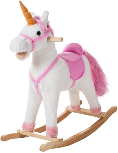 Mecedora Happy Trails de felpa con forma de animal, Blanco y rosa (White and Pink)