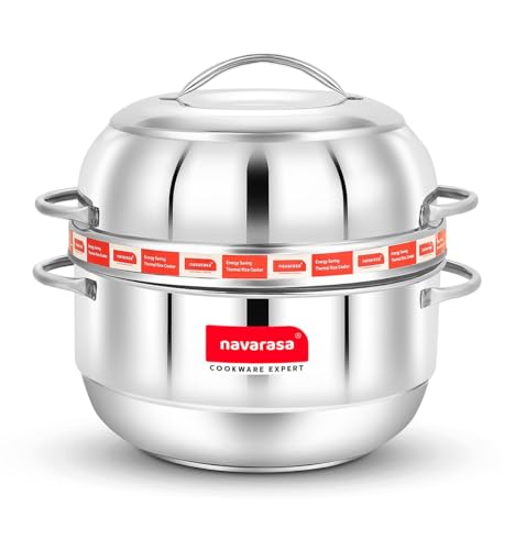 Image of Thermal Rice Cooker Stainless Steel 1 KG with Rubber Gasket | Perfect for Kerala Red /Matta Rice | Saves Up to 70% Fuel | Keeps Rice Hot for 8+ Hours | Induction and Gas Compatible