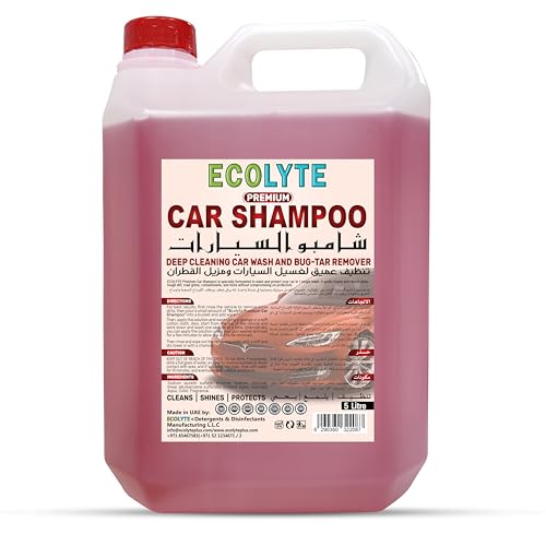ECOLYTE+ Car Shampoo Premium Deep Cleaning Car Wash & Bug Tar Remover Streak Free Remove Dirt Safe on Paint Powerful Liquid long-lasting All vehicles - (5 Liter)