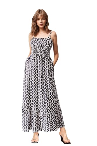 Robe longue sans manches d'été fluide avec bretelles spaghetti et poches pour femme