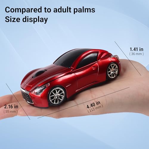 Image of elec Space Wireless Mini Mouse with Case - Cute Sports Car Shape, Lightweight & Portable, 10m Range, Plug and Play (Red)