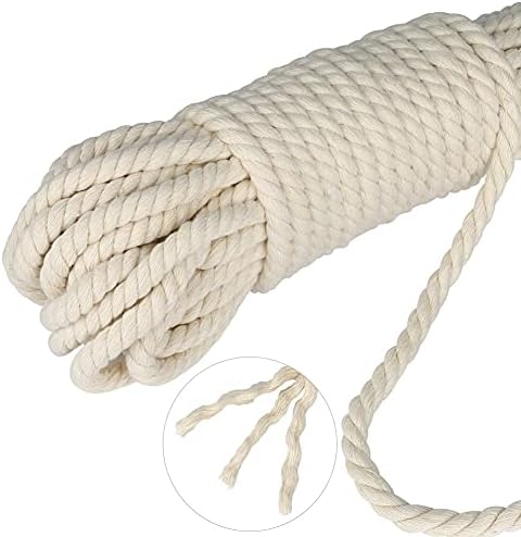 jijAcraft 20M 8MM Thick Macrame Cord, Thick Cotton Rope Garden Twine for Craft, Wrapping, Decoration