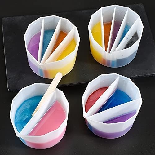 Resin Split Cup Set, Silicone Mixing Cups for Fluid Art, Acrylic Pouring, Resin Crafts Casting Supplies, Easy-Pour Spout (3 Grids Cup)