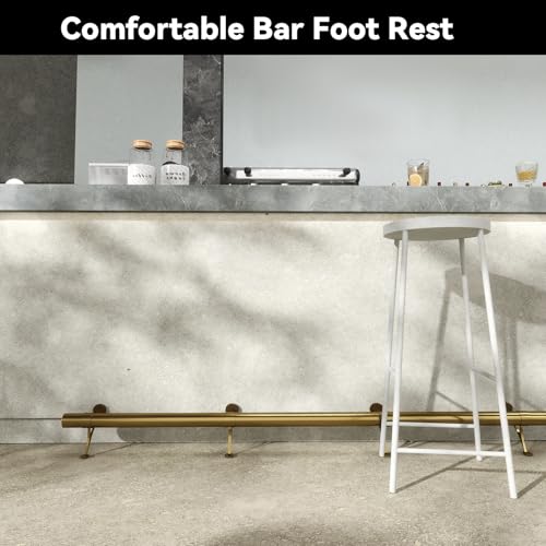 Bar Foot Rail Kit 4ft / 6ft / 8ft - Stainless Steel Complete Floor Standing Bar Foot Rest - Brass Gold Foot Rail System with Tubing, Wall Brackets, End Caps & Internal Connector by Florisky - Used condition - Image 7
