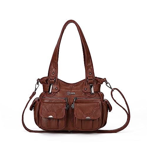 Image of KL928 Women's Large Purses Handbags PU Leather Multi-Pocket Shoulder Bag | Large
