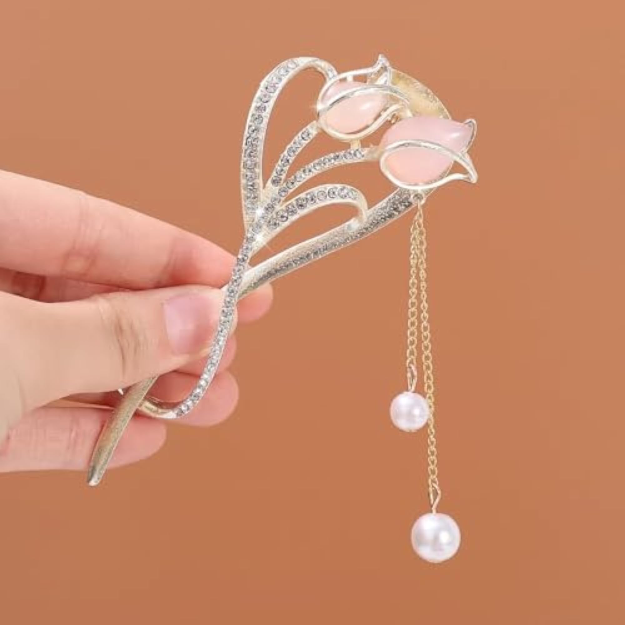 Elegant Tulip Tassel Hair Clip with Frog Buckle