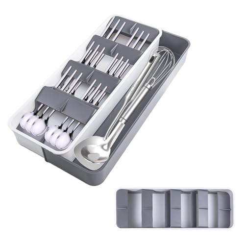 Organizer per cassetto posate, organizer per cassetti da cucina, con 9 scomparti, inserto per posate, cassetto portaposate, inserto per forchette, cucchiai e coltelli