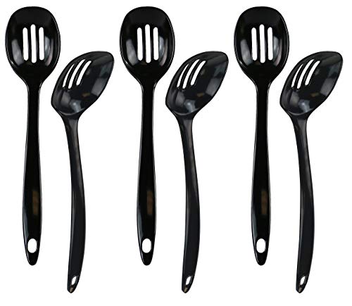 Reston Lloyd Melamine Slotted Spoon Kitchen Utensil, Premium Quality Utensil with Heat Resistant Ergonomic Handle, Durable BPA-Free Plastic, 11.5 inch long, Set of 6,