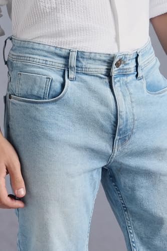 Image of INKD Men's Denim Shorts for Men - Mid-Rise | Cotton Rich | Regular Fit (Available in Plus Sizes)