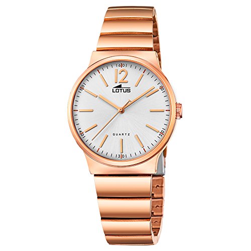 Montre Quartz Minimalist Lotus en acier inoxydable premium cuivre or rose pour femme