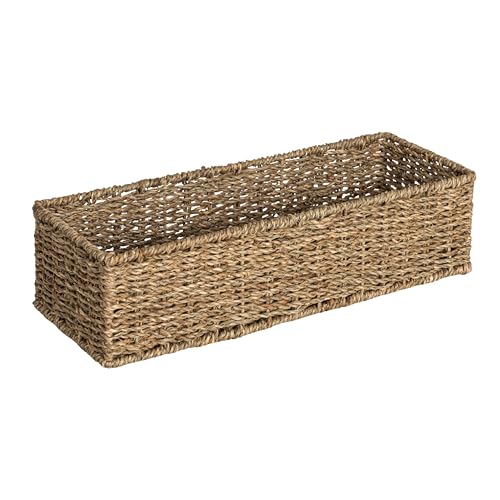 Household Essentials Handwoven Seagrass Rectangular Storage Basket, Natural