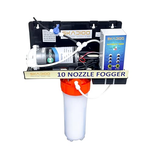 Image of SKADIOO Fogger Kit with 10 Nozzles for Dairy Farms, Restaurants, Cafes, and Outdoor Spaces - High-Pressure Misting System for Cooling, Humidity Control, and Dust Suppression