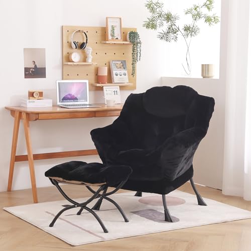 Image of LITA Modern Accent Leisure Upholstered Sofa Chair, Lounge Reading Chair with Armrests and a Side Pocket for Living Room, Bedroom & Small Space, Plush Black